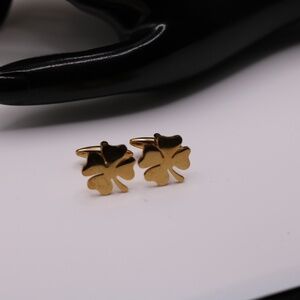 Gold Shamrock Four Leaf Clover Cufflinks